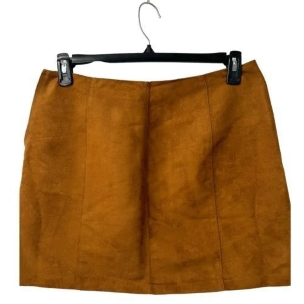 Old Navy Mini Skirt Copper Faux Suede A Line Size 8 Boho Western Casual Cocktail